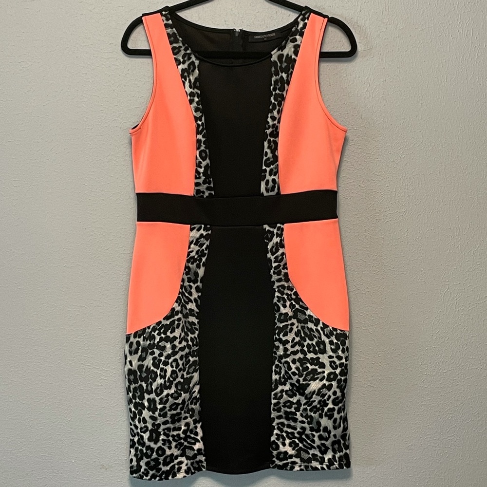 Fashion to Figure Pink, Leopard, Black Party Dress
